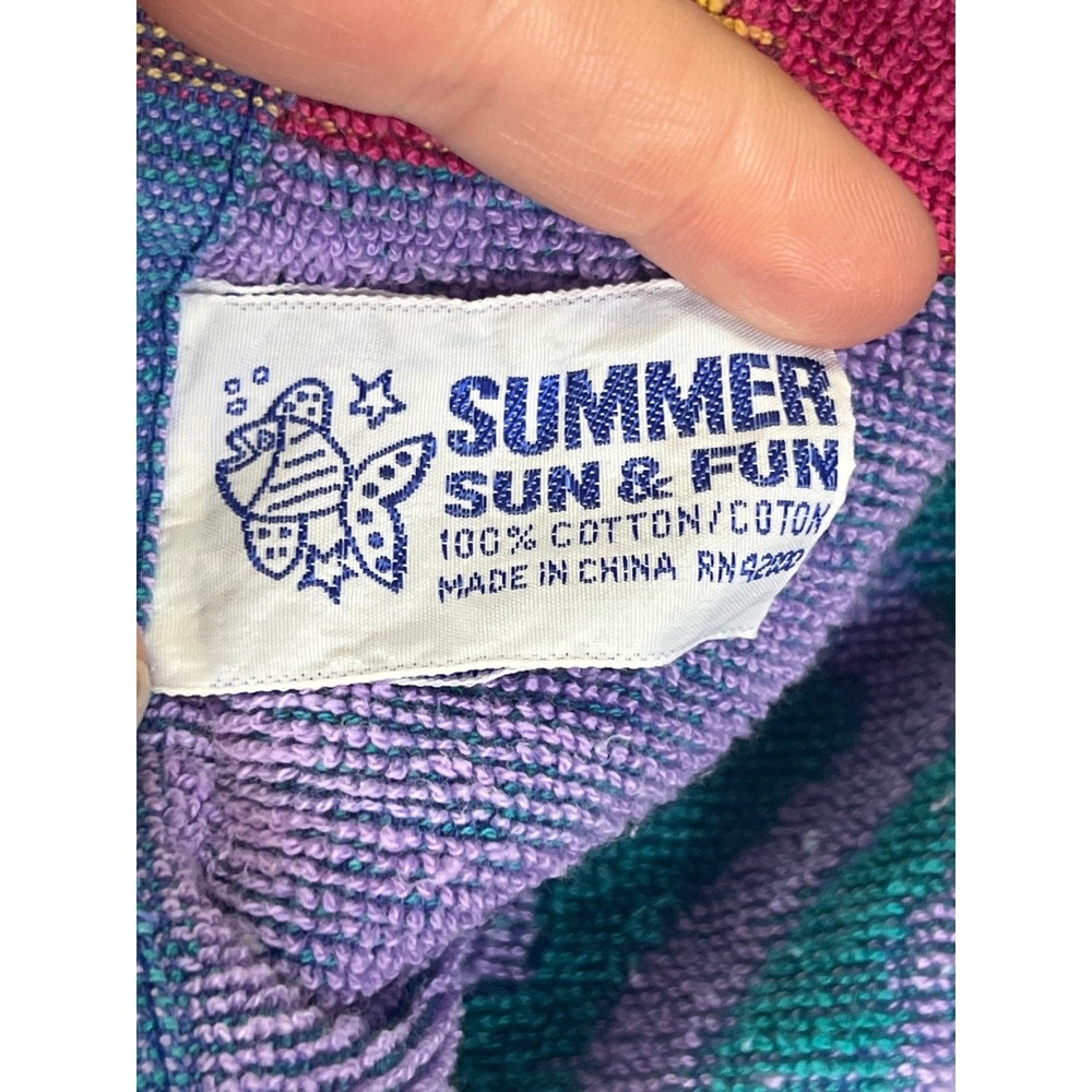 Vintage 90s Retro Summer Sun & Fun Animal Tribal Print Beach Towel 55x26 y2k - Picture 5 of 9